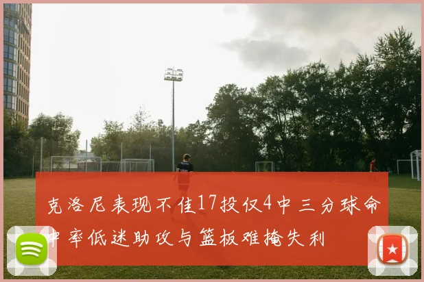 克洛尼表现不佳17投仅4中三分球命中率低迷助攻与篮板难掩失利